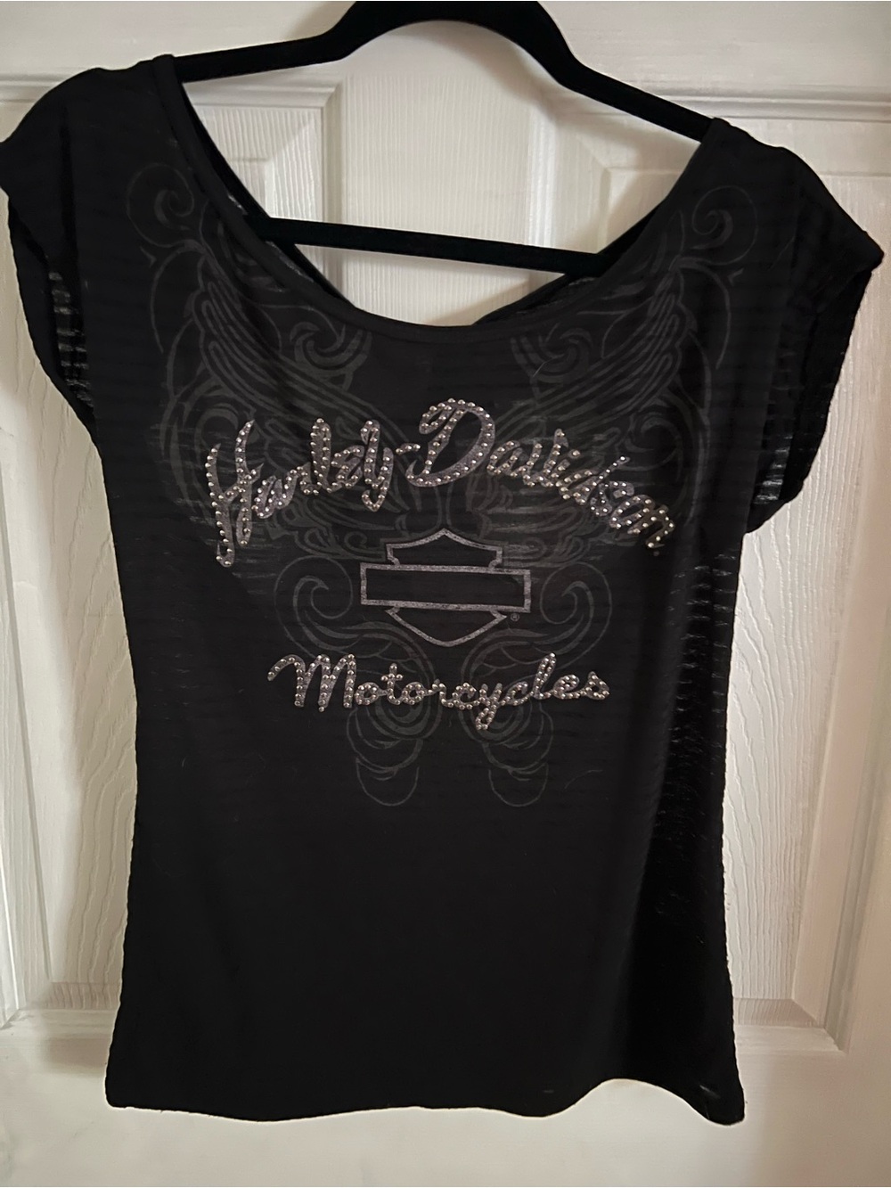 Harley-Davidson Black Short Sleeve Rhinestone Logo Tee